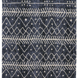 Blue And Ivory Striped Stain Resistant Area Rug - 10' X 13'