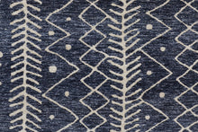 Blue And Ivory Striped Stain Resistant Area Rug - 10' X 13'