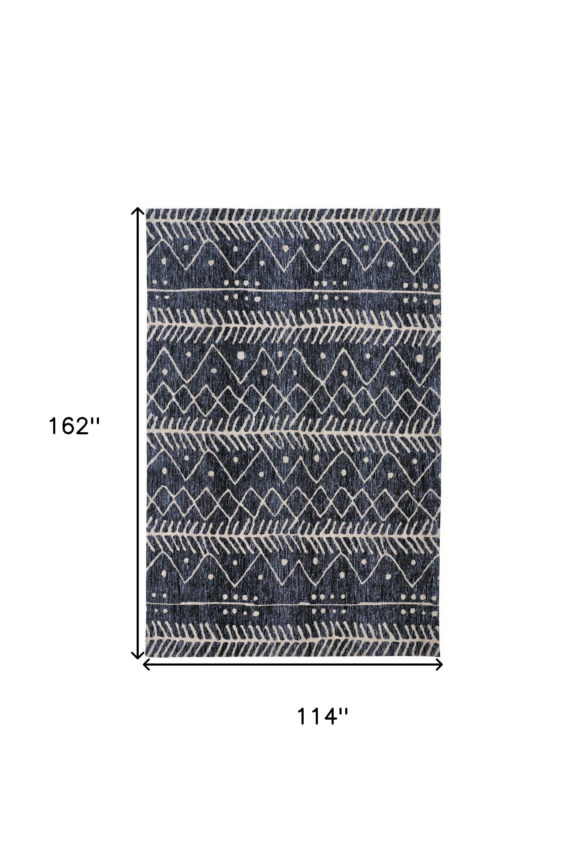 Blue And Ivory Striped Stain Resistant Area Rug - 10' X 13'