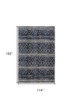 Blue And Ivory Striped Stain Resistant Area Rug - 10' X 13'