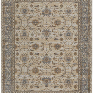 9' X 12' Tan Ivory And Gray Power Loom Area Rug