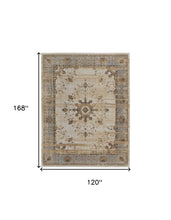 9' X 12' Tan Brown And Gray Power Loom Distressed Area Rug
