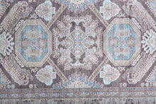 4' X 6' Gray Taupe And Blue Floral Area Rug