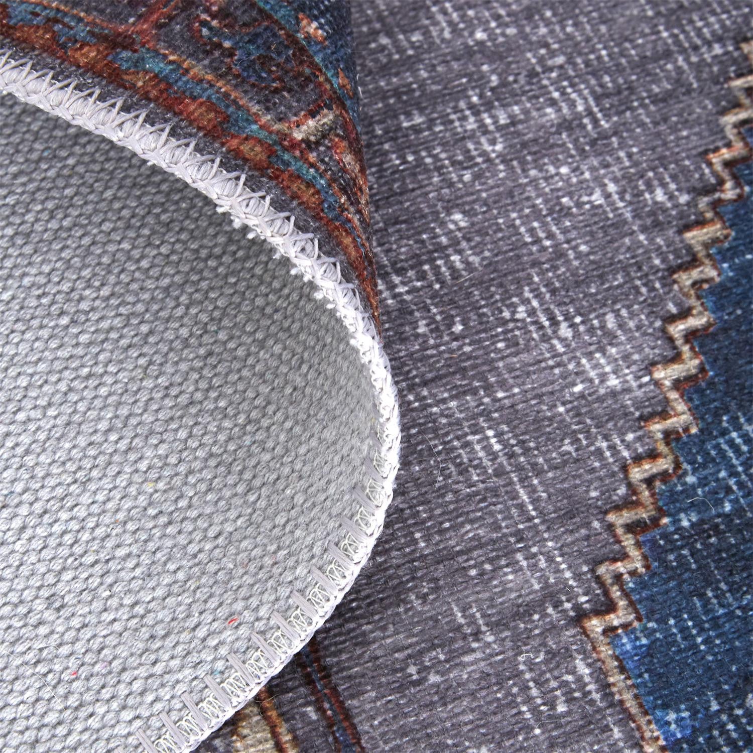 4' X 6' Blue Brown And Ivory Floral Area Rug