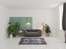 4' X 6' Blue Brown And Ivory Floral Area Rug