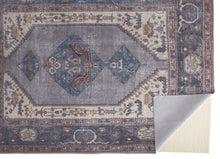 4' X 6' Blue Brown And Ivory Floral Area Rug