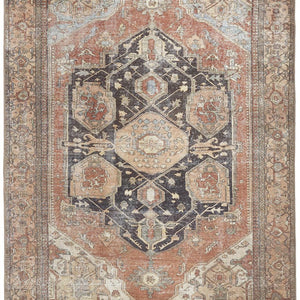 4' X 6' Orange Brown And Taupe Abstract Area Rug