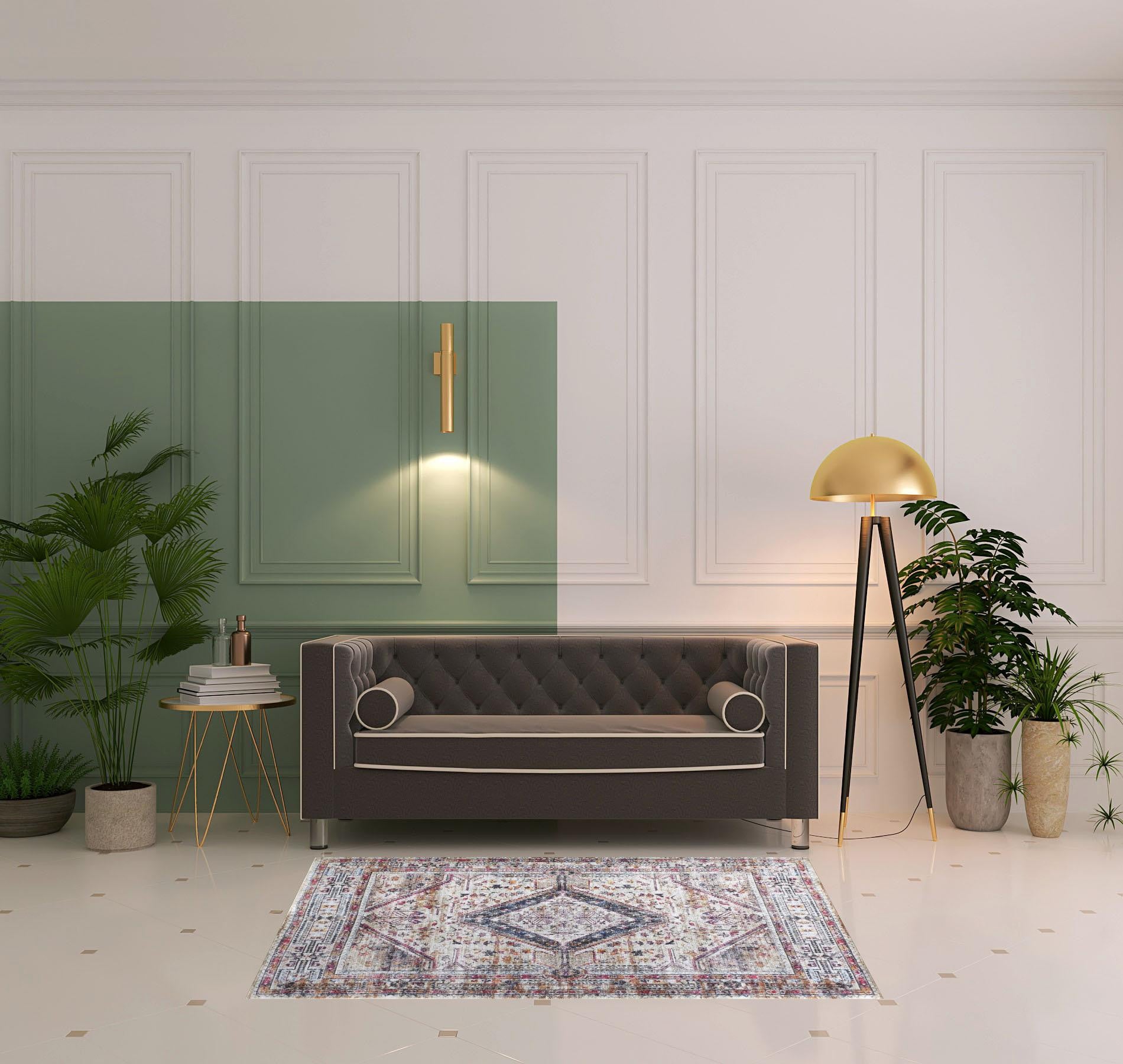 4' X 6' Ivory Red And Pink Abstract Area Rug