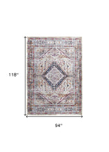 4' X 6' Ivory Red And Pink Abstract Area Rug