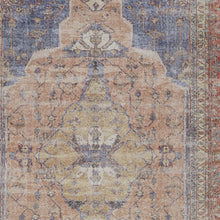 Red Tan And Blue Abstract Area Rug - 4' x 6'