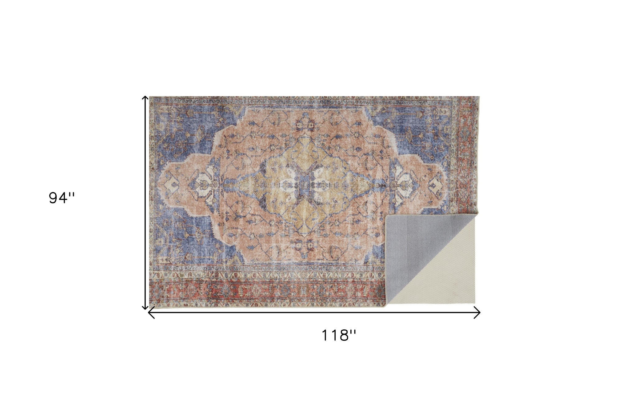 Red Tan And Blue Abstract Area Rug - 4' x 6'