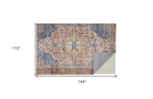 Red Tan And Blue Abstract Area Rug - 4' x 6'