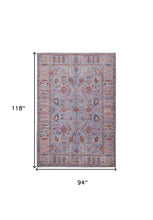 4' X 6' Gray Blue And Red Floral Power Loom Area Rug