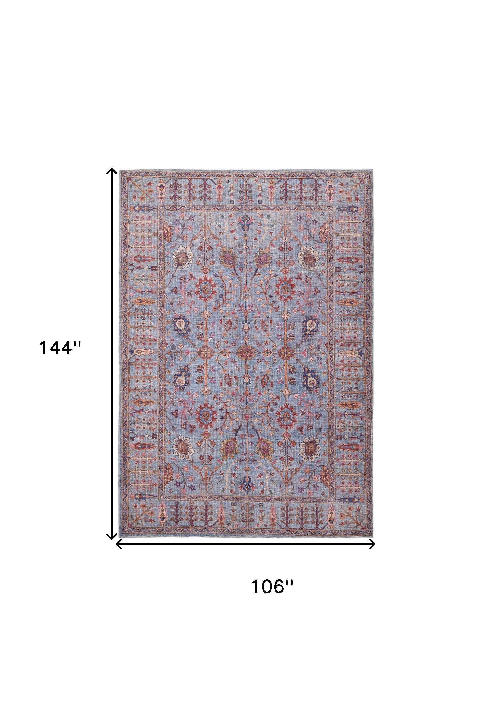 4' X 6' Gray Blue And Red Floral Power Loom Area Rug