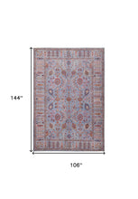 4' X 6' Gray Blue And Red Floral Power Loom Area Rug