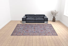 4' X 6' Gray Blue And Red Floral Power Loom Area Rug