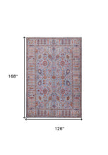 4' X 6' Gray Blue And Red Floral Power Loom Area Rug
