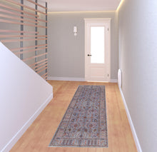 4' X 6' Gray Blue And Red Floral Power Loom Area Rug