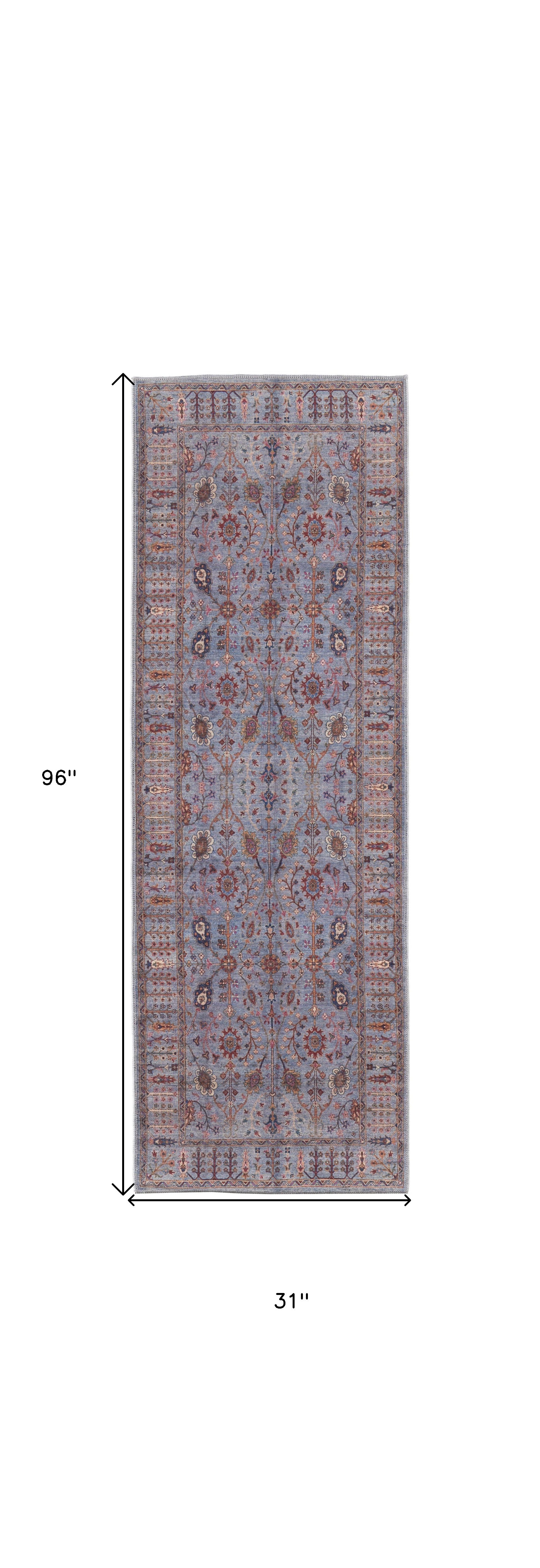 4' X 6' Gray Blue And Red Floral Power Loom Area Rug