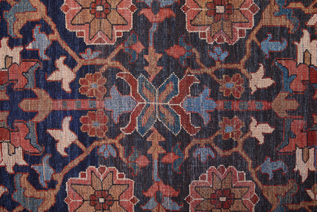 Red Orange And Blue Floral Power Loom Area Rug