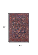 Red Orange And Blue Floral Power Loom Area Rug