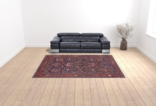 Red Orange And Blue Floral Power Loom Area Rug