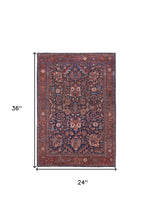 Red Orange And Blue Floral Power Loom Area Rug