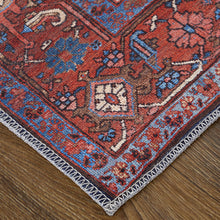 Red Orange And Blue Floral Power Loom Area Rug