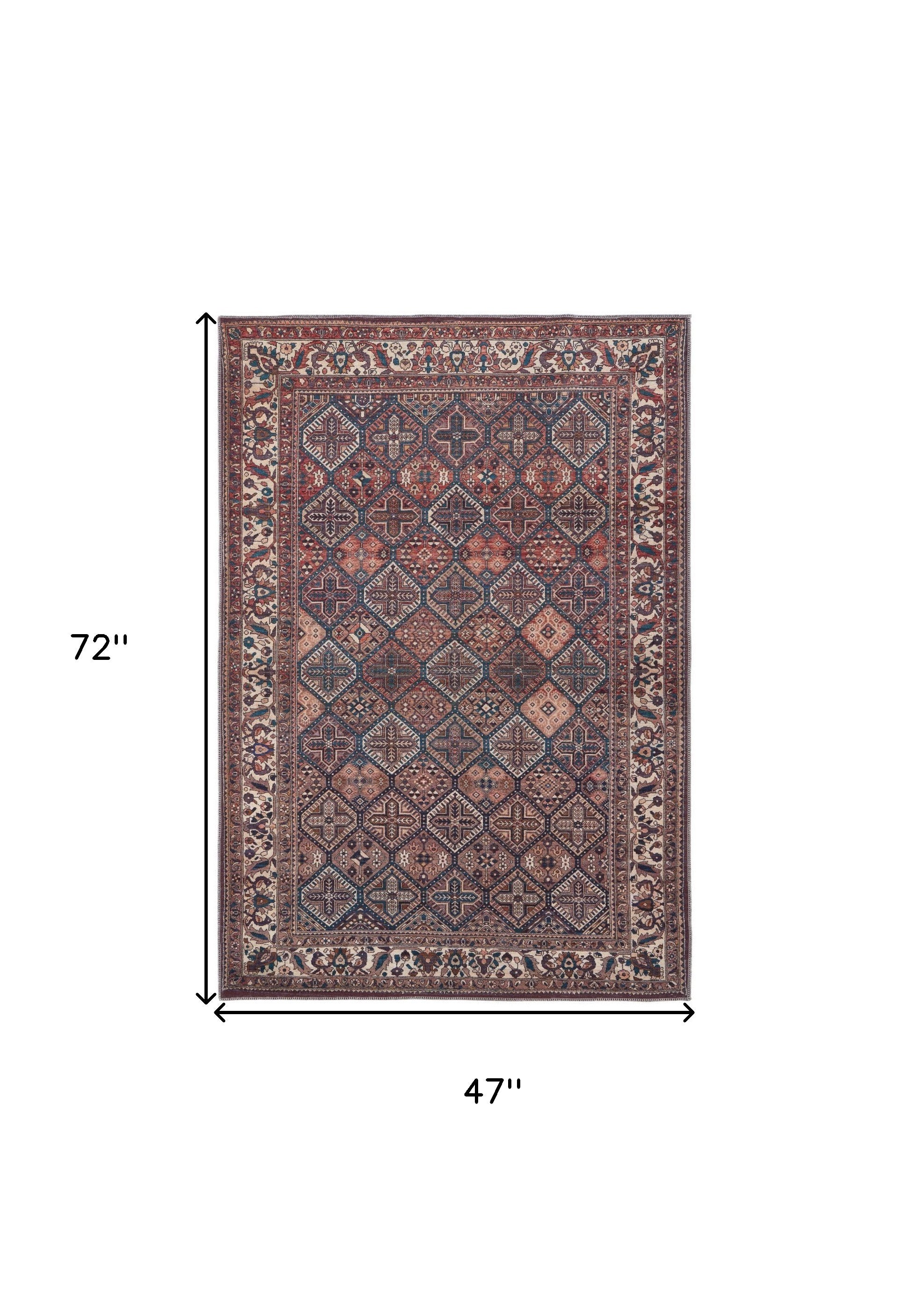 4' X 6' Brown Red And Ivory Floral Power Loom Area Rug
