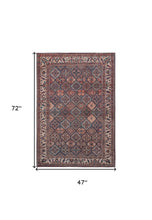 4' X 6' Brown Red And Ivory Floral Power Loom Area Rug