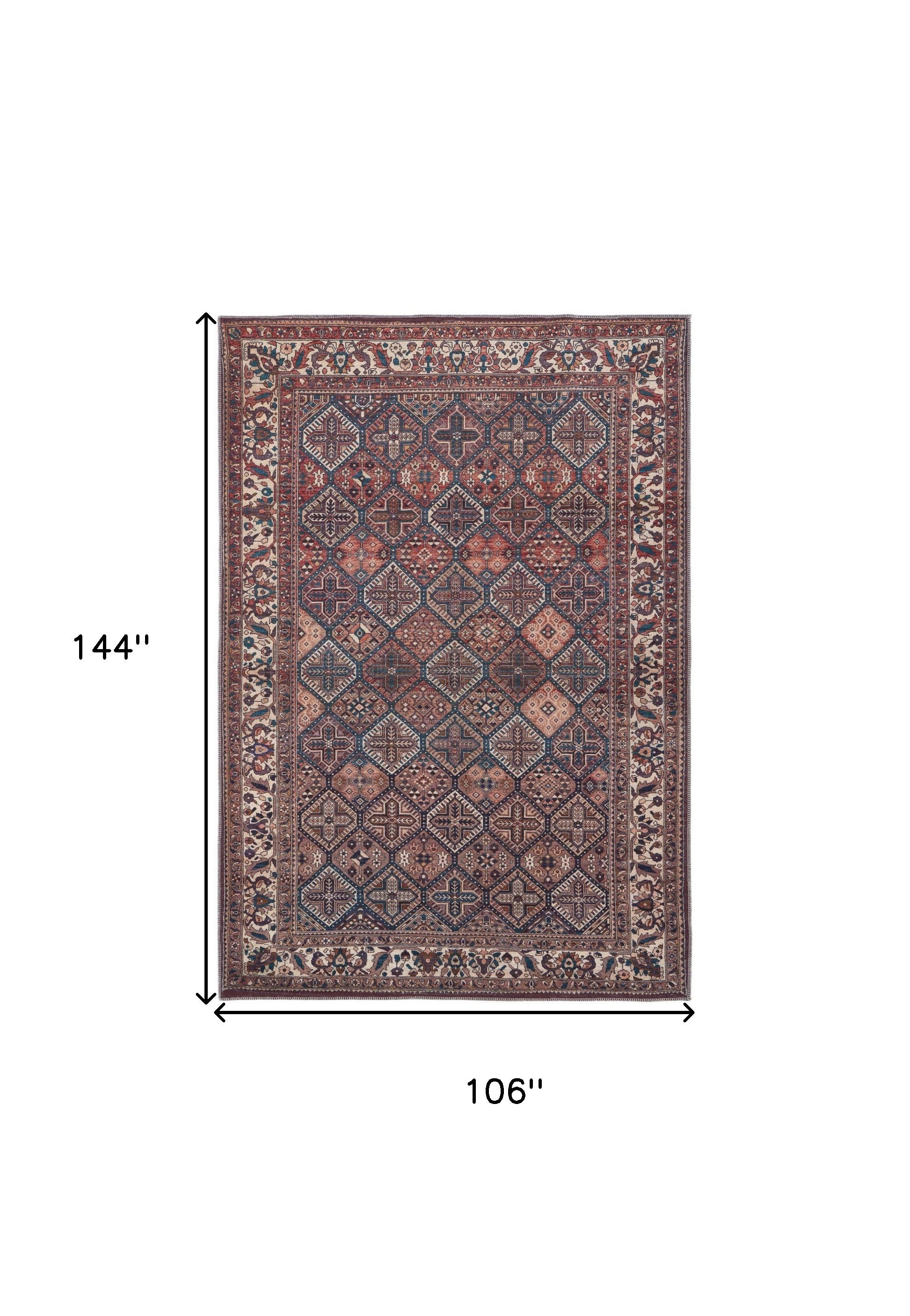 4' X 6' Brown Red And Ivory Floral Power Loom Area Rug