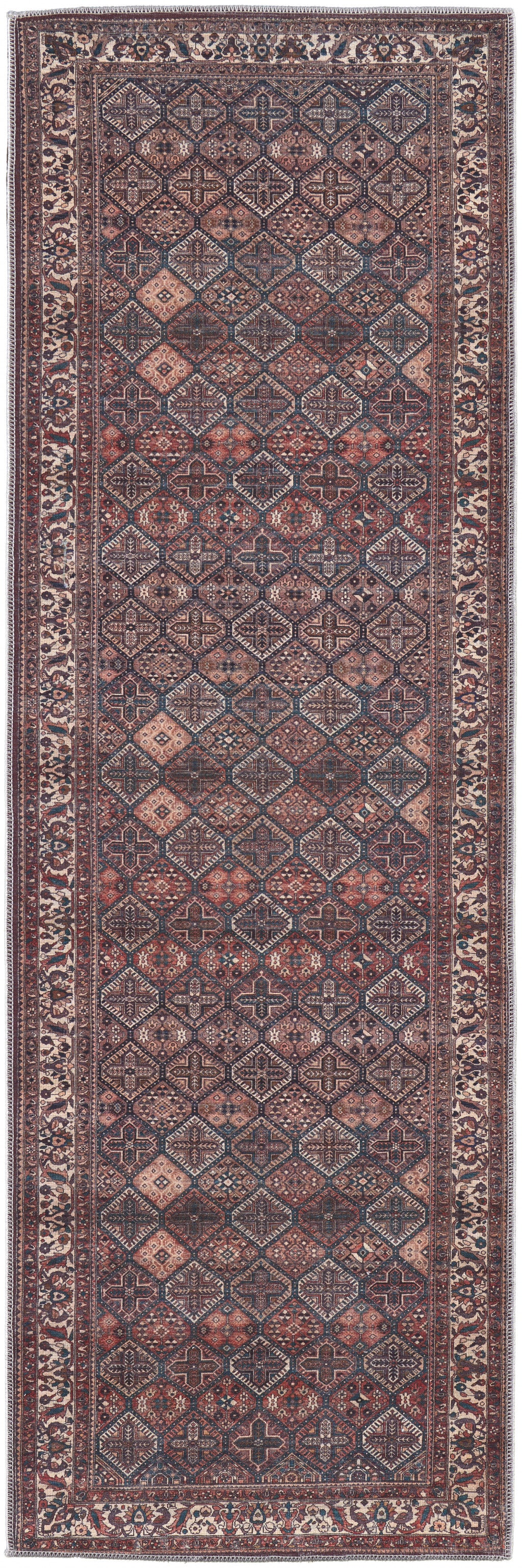 4' X 6' Brown Red And Ivory Floral Power Loom Area Rug