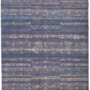 4' X 6' Blue Purple And Brown Floral Power Loom Area Rug