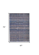 4' X 6' Blue Purple And Brown Floral Power Loom Area Rug