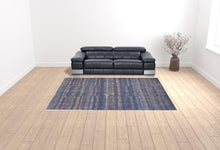 4' X 6' Blue Purple And Brown Floral Power Loom Area Rug