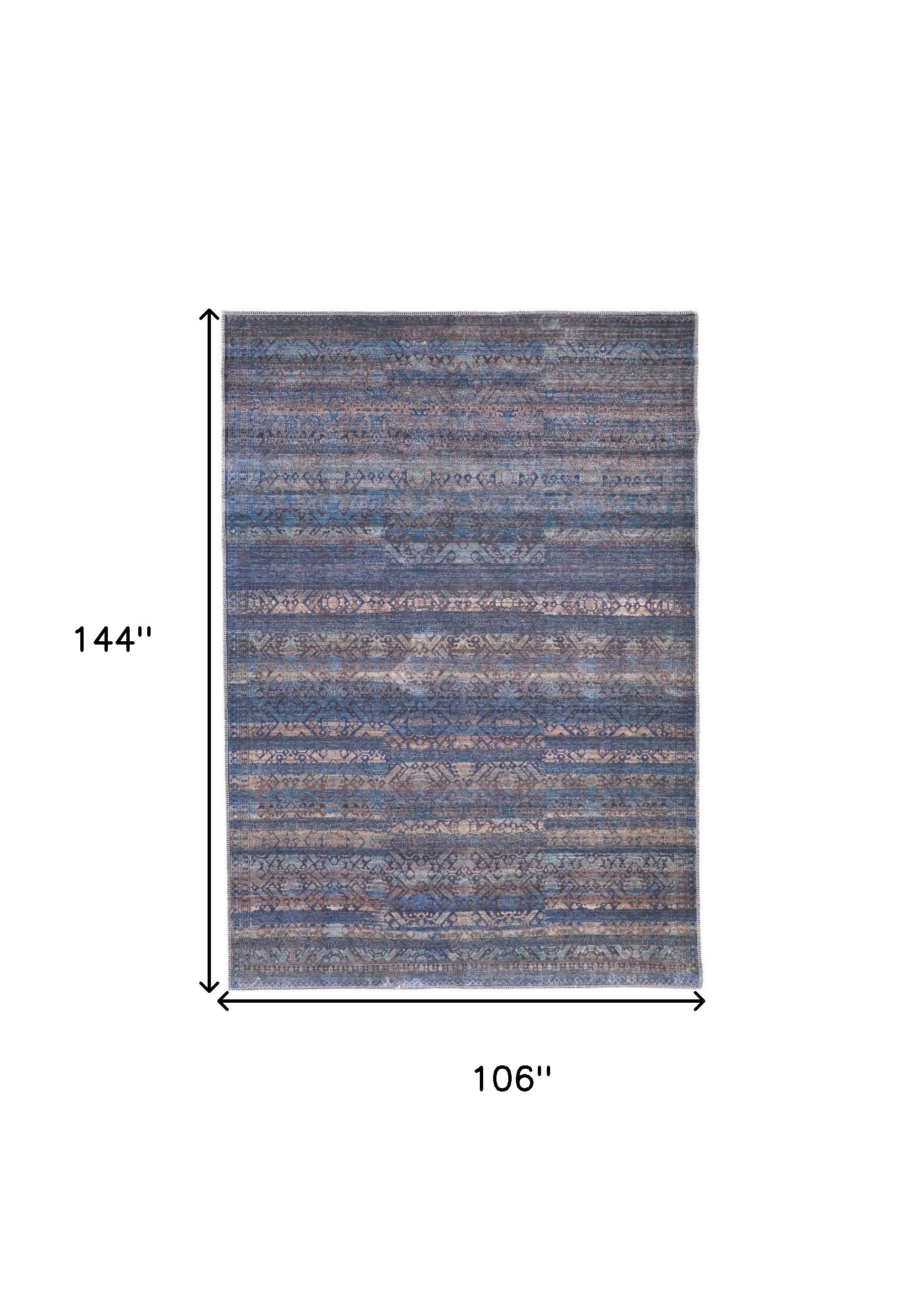 4' X 6' Blue Purple And Brown Floral Power Loom Area Rug