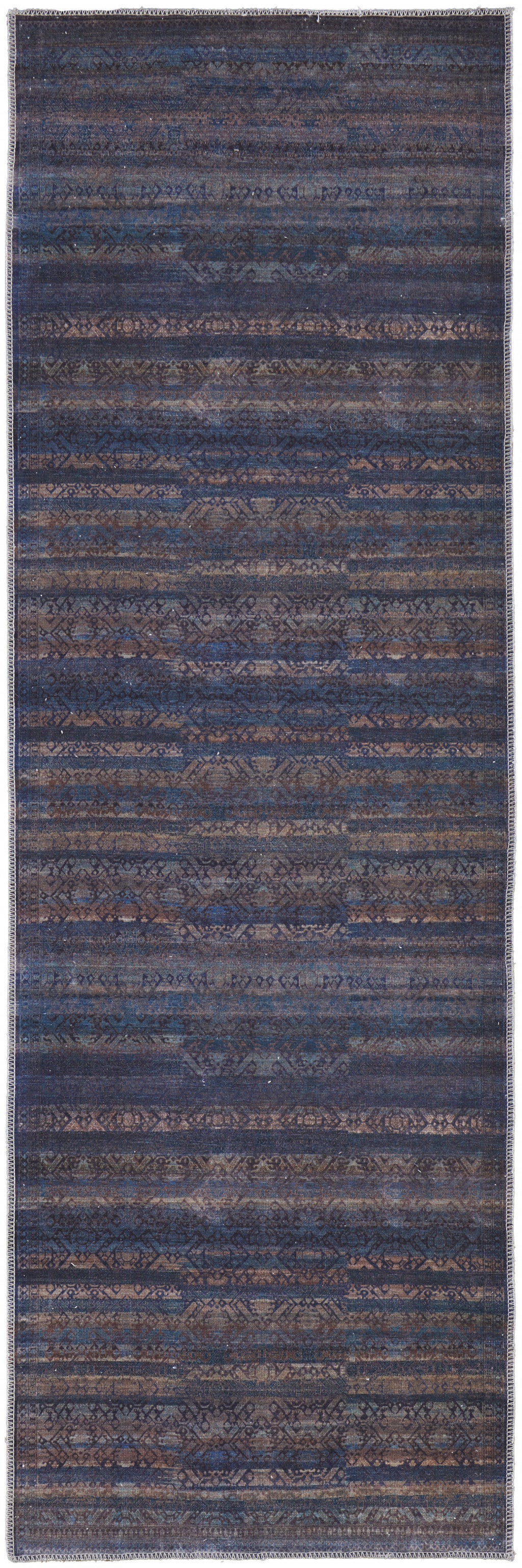 4' X 6' Blue Purple And Brown Floral Power Loom Area Rug