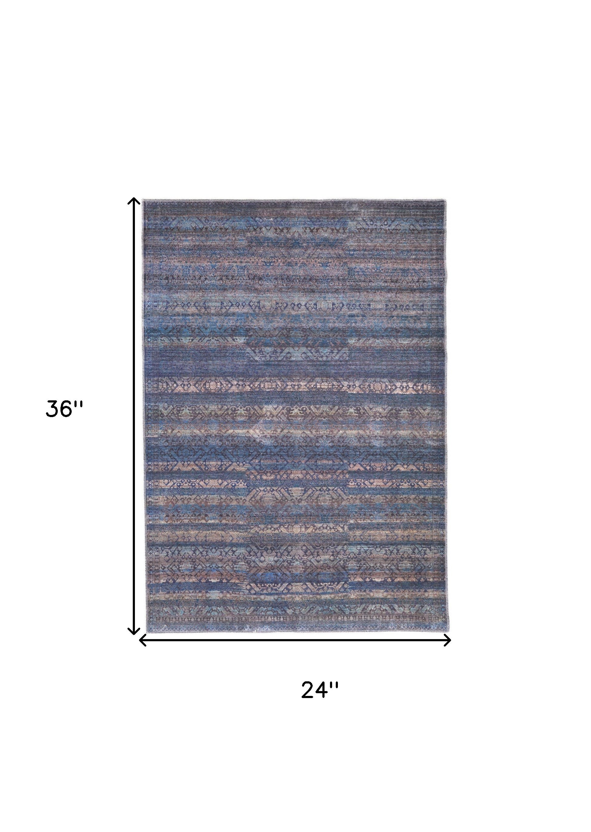 4' X 6' Blue Purple And Brown Floral Power Loom Area Rug