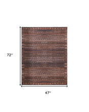 4' X 6' Red Brown And Blue Floral Power Loom Area Rug