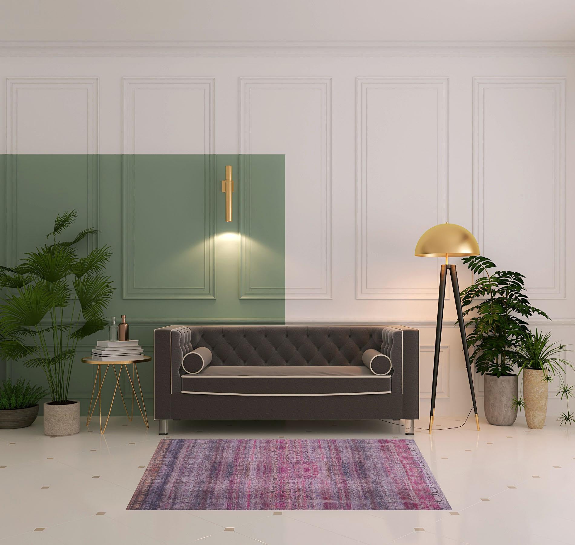 4' X 6' Pink And Purple Floral Power Loom Area Rug