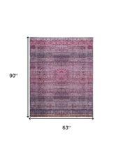 4' X 6' Pink And Purple Floral Power Loom Area Rug