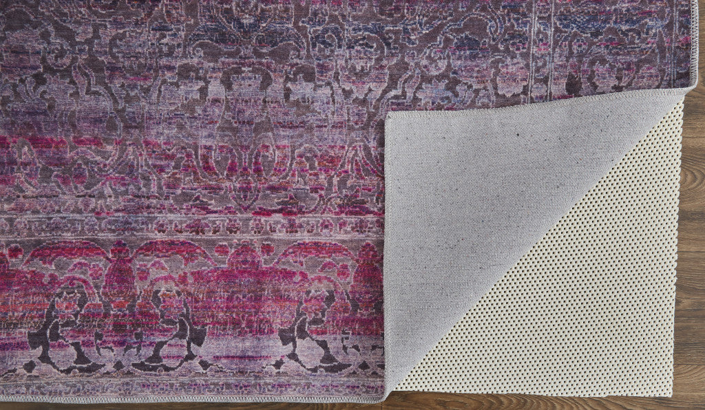 4' X 6' Pink And Purple Floral Power Loom Area Rug