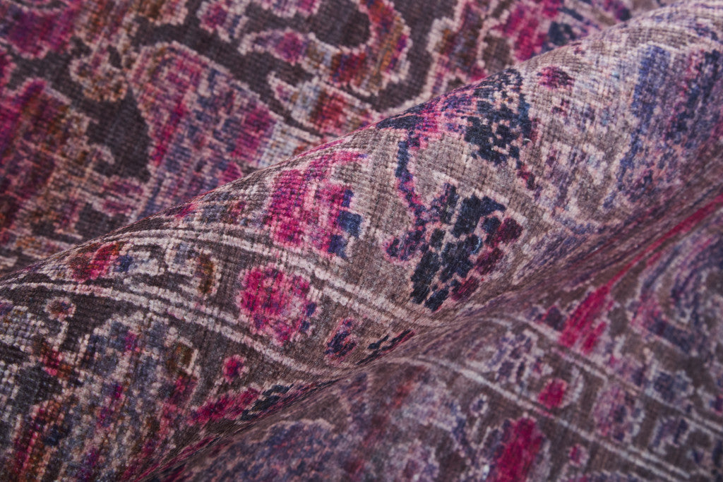 4' X 6' Pink And Purple Floral Power Loom Area Rug