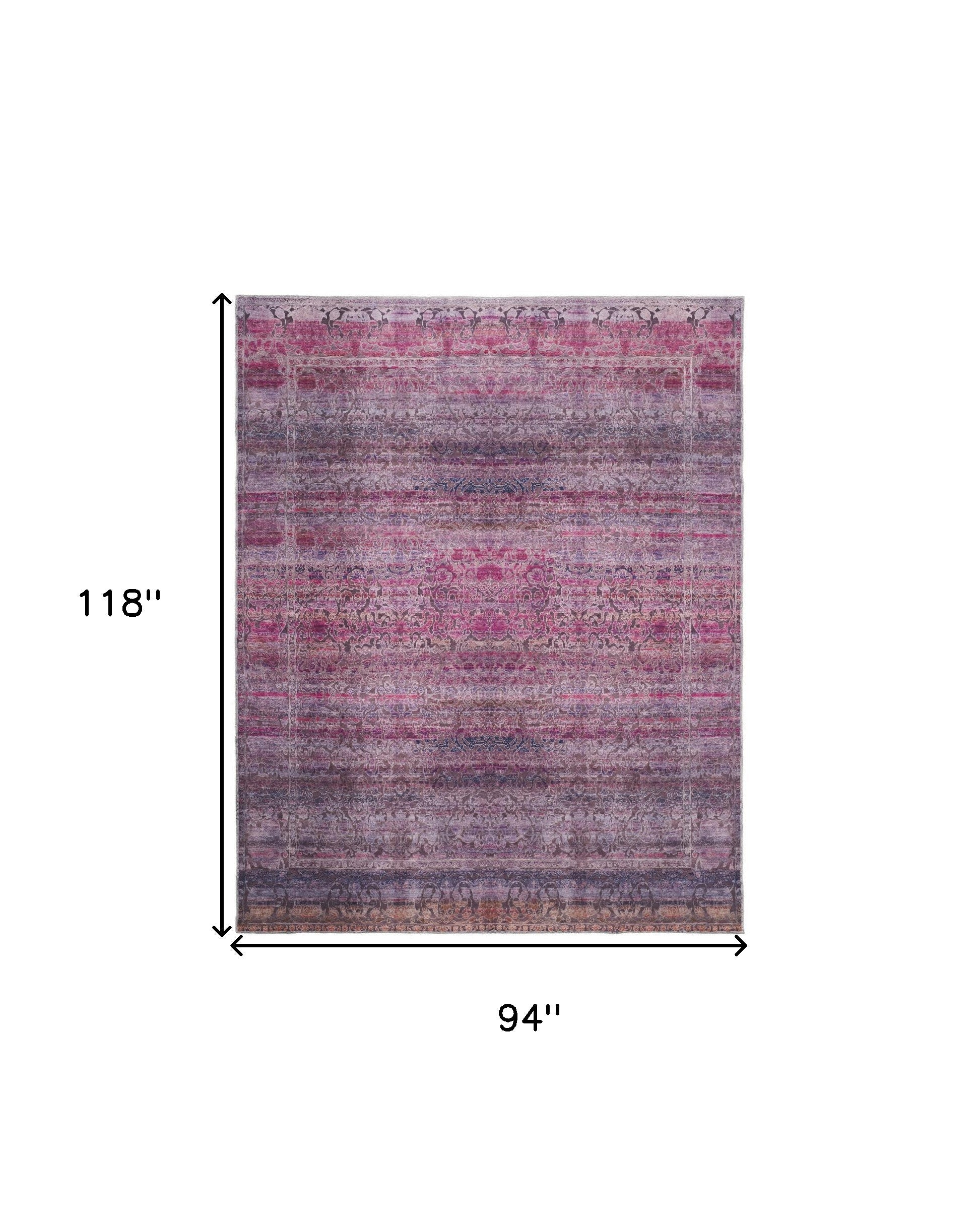 4' X 6' Pink And Purple Floral Power Loom Area Rug