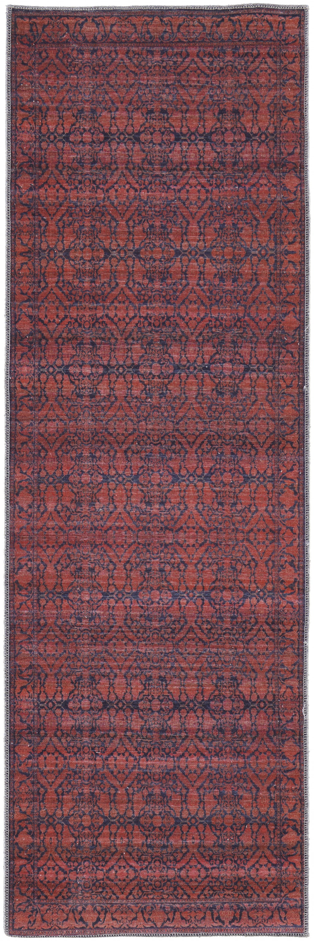 4' X 6' Red And Black Floral Power Loom Area Rug