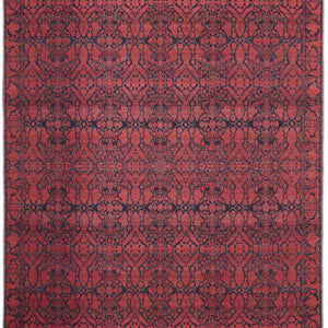 4' X 6' Red And Black Floral Power Loom Area Rug