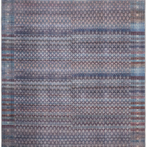 4' X 6' Tan Blue And Pink Striped Power Loom Area Rug