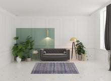 4' X 6' Tan Blue And Pink Striped Power Loom Area Rug