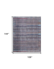 4' X 6' Tan Blue And Pink Striped Power Loom Area Rug