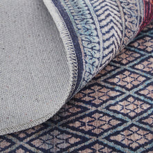 4' X 6' Tan Blue And Pink Striped Power Loom Area Rug